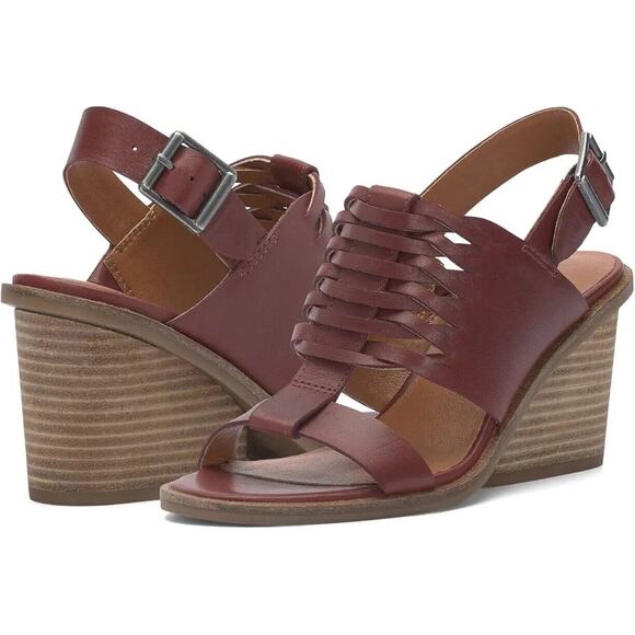 Lucky Brand Shoes - Lucky Brand Braided Leather Wedge Heel Lemia Burgundy Sandal Size 8.5 NEW $119